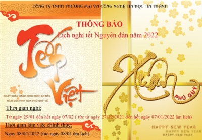 Thông báo lịch nghỉ tết Nguyên đán năm 2022